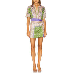 Misa Los Angeles Green and Purple Dress